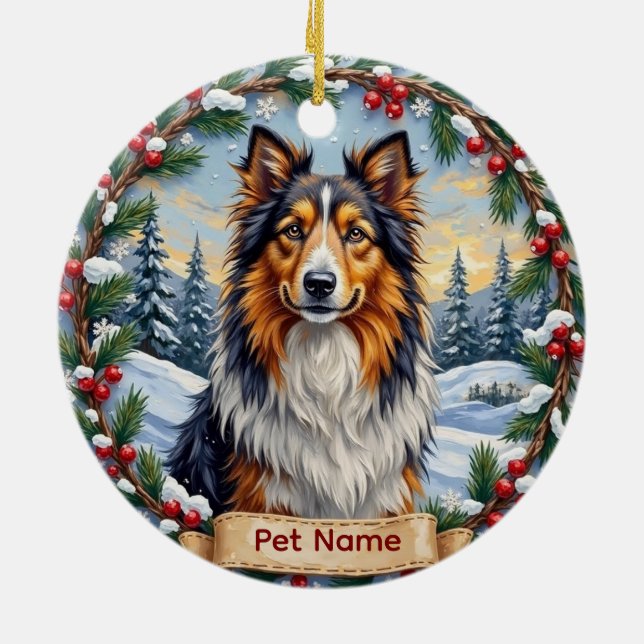 Shetland Sheepdog Christmas Keramik Ornament (Hinten)