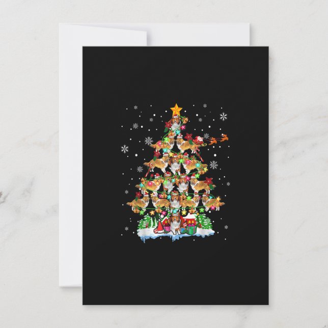 Shetland Sheepdog Christmas Tree Lights Santa Shel Einladung (Vorderseite)