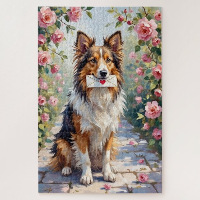 Shetland Sheepdog Delivering Valentine's Love (Vertikal)