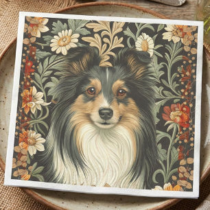 Shetland Sheepdog Dreifarbig Sheltie Vintage Flora Serviette
