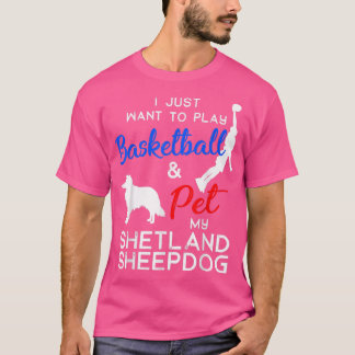 Shetland Sheepdog Funny Basketball Dog Owner Lover T-Shirt