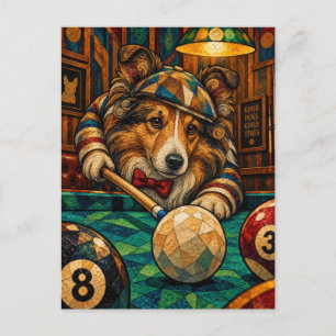 Shetland Sheepdog, geometrisches Mosaik Postkarte