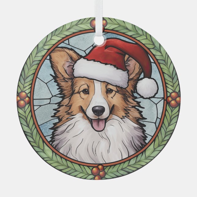 Shetland Sheepdog gesteinigtes Glass Weihnachten Ornament Aus Glas (Vorderseite)