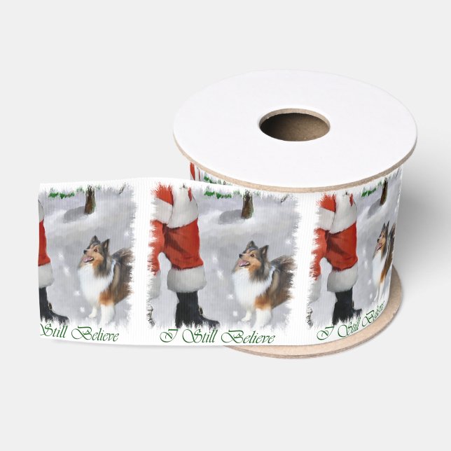 Shetland Sheepdog glaubt Weihnachten Ripsband (Spule)