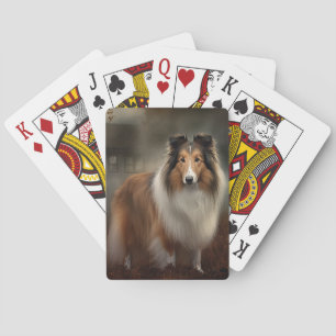 Shetland Sheepdog Halloween Beängstigend Spielkarten