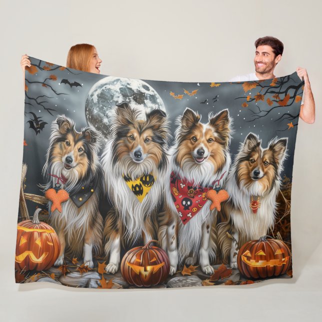 Shetland Sheepdog Halloween Spooky Fleecedecke (Beispiel)