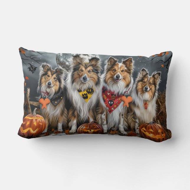 Shetland Sheepdog Halloween Spooky Lendenkissen (Rückseite)