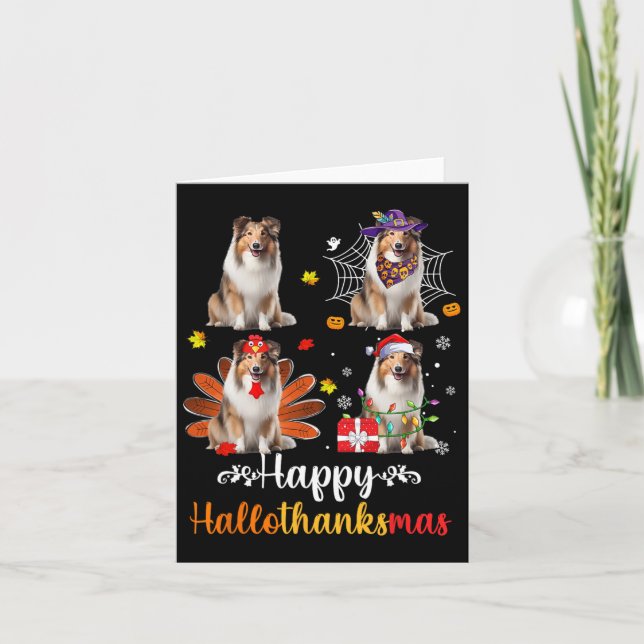 Shetland Sheepdog Halloween Weihnachtsfest Happy H Karte (Vorderseite)