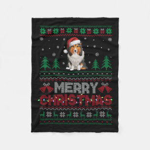 Shetland Sheepdog Hund liebt Weihnachtsmannmütze W Fleecedecke