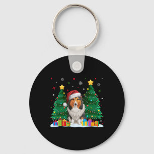 Shetland Sheepdog Hund Lover Weihnachtsmannmütze U Schlüsselanhänger