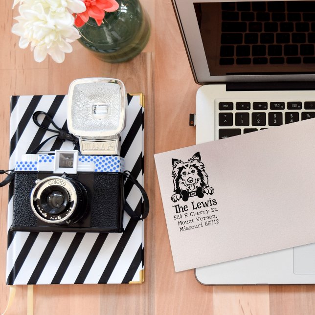 Shetland Sheepdog Hund, Rücksendeadresse Gummistempel (Von Creator hochgeladen)