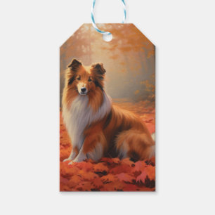 Shetland Sheepdog im Herbst Leaves Fall Inspiriert Geschenkanhänger