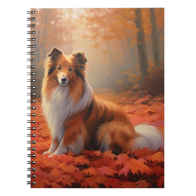 Shetland Sheepdog im Herbst Leaves Fall Inspiriert Notizblock (Vorderseite)