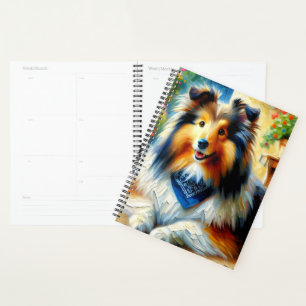 Shetland Sheepdog in Hütte Garden Scene Planer