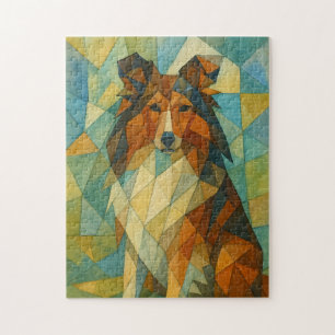 Shetland Sheepdog Kubist sitzend