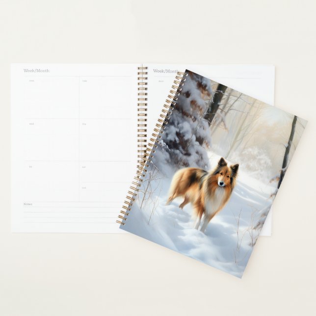 Shetland Sheepdog Laisser neiger Noël (Devant avec enveloppe)