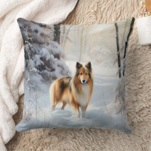 Shetland Sheepdog Lass es schneien Weihnachten Kissen