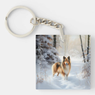 Shetland Sheepdog Lass es schneien Weihnachten Schlüsselanhänger