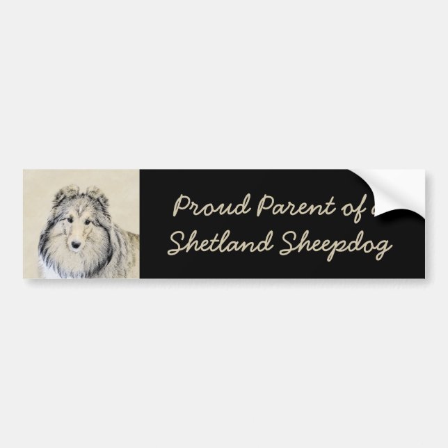 Shetland Sheepdog Malerei - Niedliche Original Hun Autoaufkleber (Vorne)