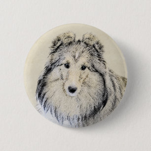 Shetland Sheepdog Malerei - Niedliche Original Hun Button