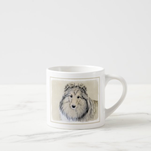 Shetland Sheepdog Malerei - Niedliche Original Hun Espressotasse (Rechts)