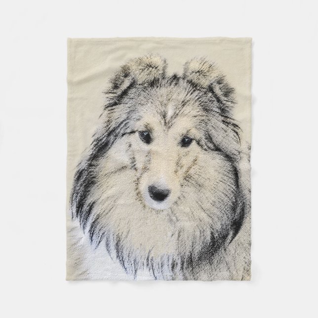 Shetland Sheepdog-Malerei - Niedliche Original Hun Fleecedecke (Vorderseite)