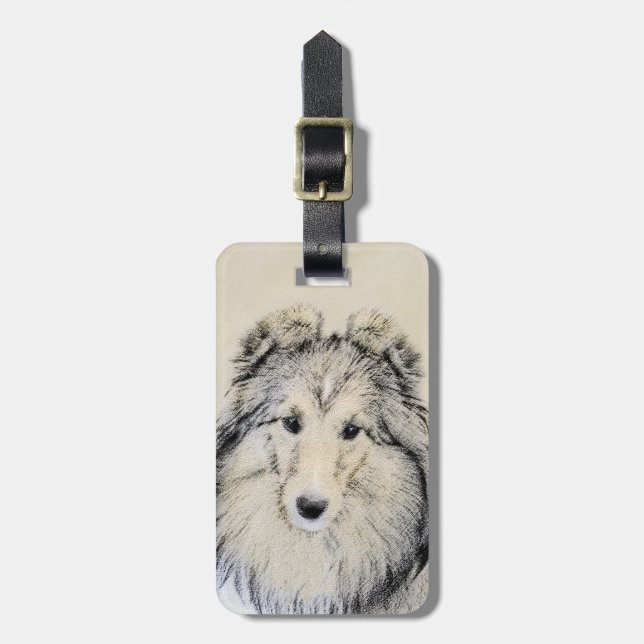 Shetland Sheepdog Malerei - Niedliche Original Hun Gepäckanhänger (Vorderseite vertikal)