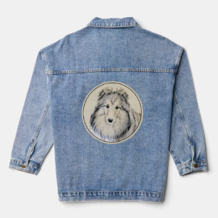 Shetland Sheepdog Malerei - Niedliche Original Hun Jeansjacke