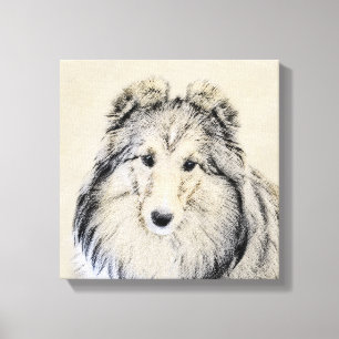 Shetland Sheepdog Malerei - Niedliche Original Hun Leinwanddruck