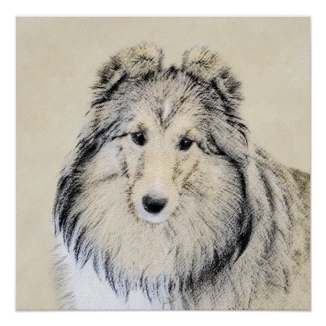 Shetland Sheepdog Malerei - Niedliche Original Hun Poster (Vorderseite)