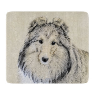 Shetland Sheepdog Malerei - Niedliche Original Hun Schneidebrett