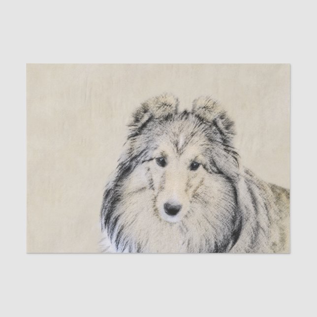 Shetland Sheepdog Malerei - Niedliche Original Hun Seidenpapier (Vorderseite)