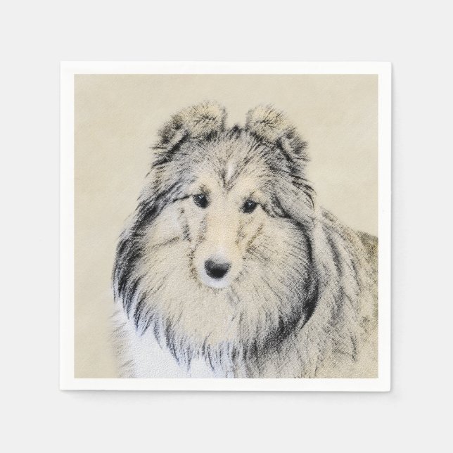 Shetland Sheepdog Malerei - Niedliche Original Hun Serviette (Vorderseite)