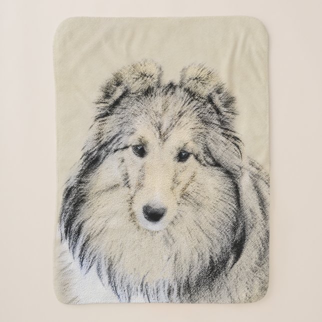 Shetland Sheepdog Malerei - Niedliche Original Hun Sherpadecke (Vorderseite)