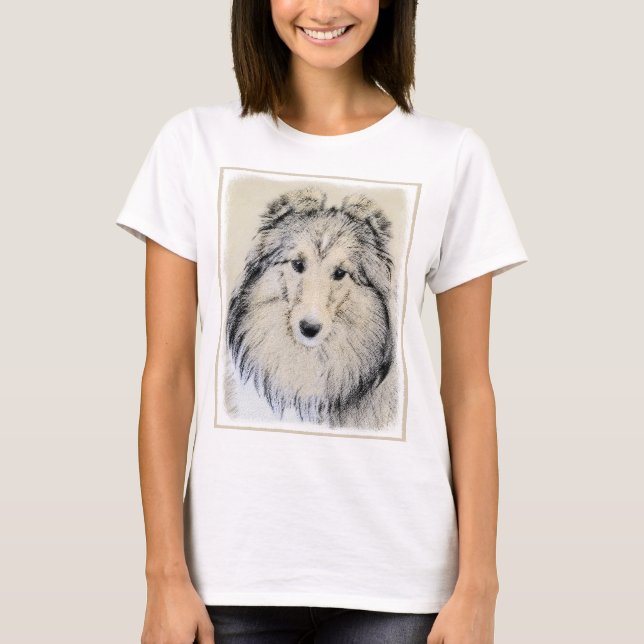 Shetland Sheepdog Malerei - Niedliche Original Hun T-Shirt (Vorderseite)