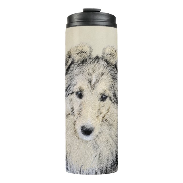 Shetland Sheepdog Malerei - Niedliche Original Hun Thermosbecher (Vorderseite)