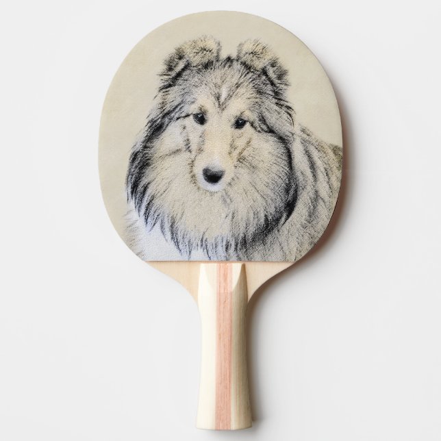 Shetland Sheepdog Malerei - Niedliche Original Hun Tischtennis Schläger (Vorderseite)
