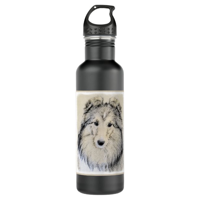 Shetland Sheepdog Malerei - Niedliche Original Hun Trinkflasche (Vorderseite)