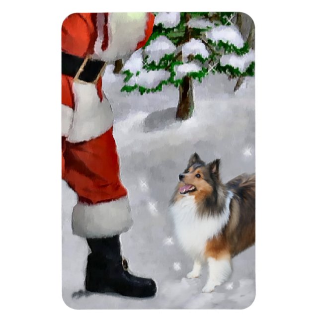 Shetland Sheepdog mit Weihnachten Magnet (Vertikal)