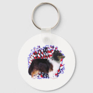 Shetland Sheepdog Patriot Schlüsselanhänger