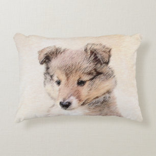 Shetland Sheepdog Puppy Malerei Original Dog Art Dekokissen
