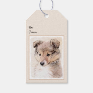 Shetland Sheepdog Puppy Malerei Original Dog Art Geschenkanhänger