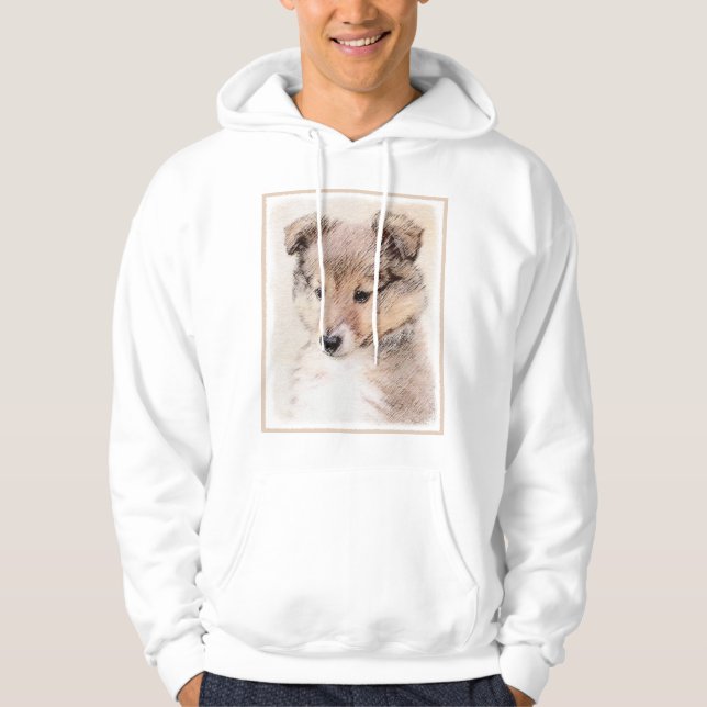 Shetland Sheepdog Puppy Malerei Original Dog Art Hoodie (Vorderseite)