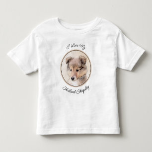 Shetland Sheepdog Puppy Malerei Original Dog Art Kleinkind T-shirt