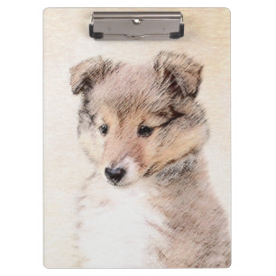 Shetland Sheepdog Puppy Malerei Original Dog Art Klemmbrett