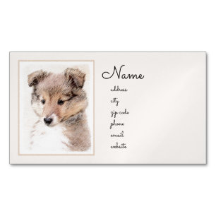 Shetland Sheepdog Puppy Malerei Original Dog Art Magnetische Visitenkarte