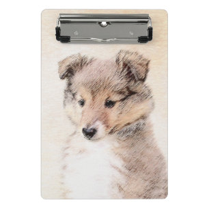Shetland Sheepdog Puppy Malerei Original Dog Art Mini Klemmbrett