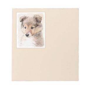 Shetland Sheepdog Puppy Malerei Original Dog Art Notizblock