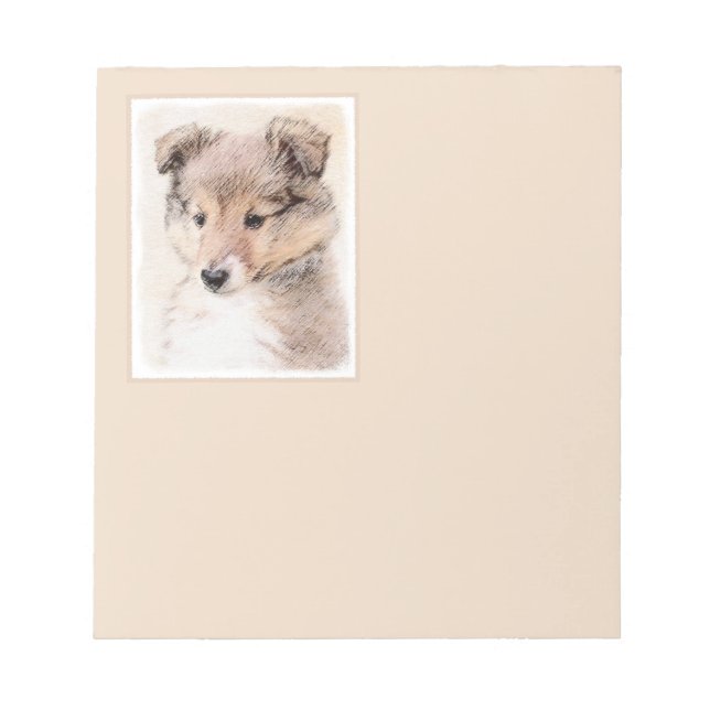 Shetland Sheepdog Puppy Malerei Original Dog Art Notizblock (Vorderseite)