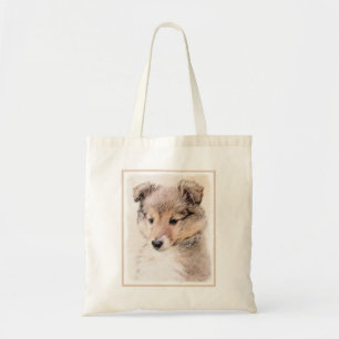 Shetland Sheepdog Puppy Malerei Original Dog Art Tragetasche